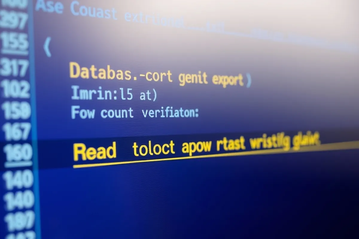 A terminal showing a database export and row count verification