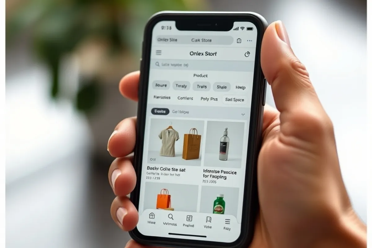 A person shopping on a smartphone with a bank card nearby