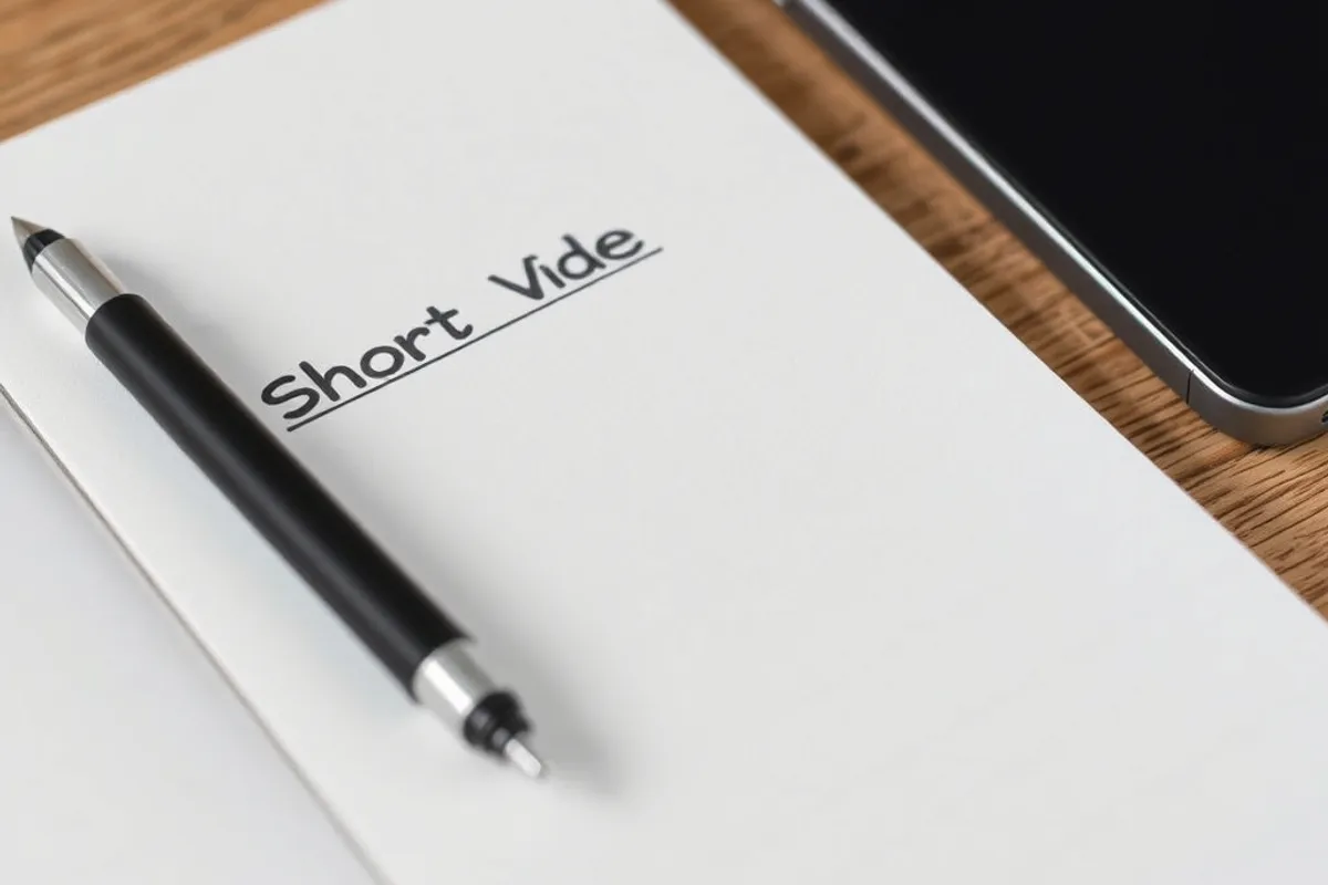 A notebook with a short video script outline beside a smartphone